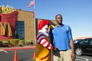 Bishop Gorman High senior Shabazz Muhammad and Ronald McDonald are photographed during a ceremony celebrating three locals picked for the McDonald's All-American game March 21, 2012, at the McDonald's on Sahara Avenue and Rainbow Boulevard.